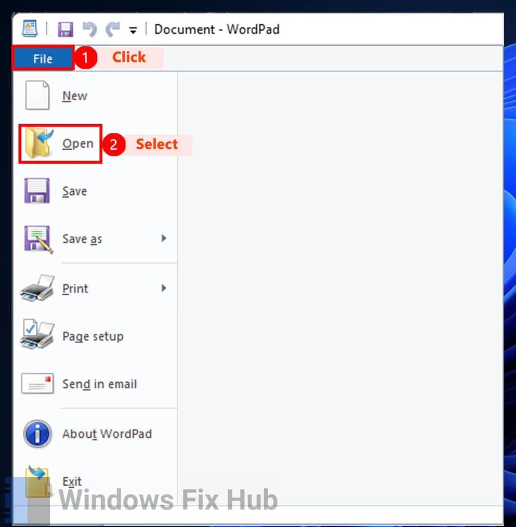 File Open Wordpad