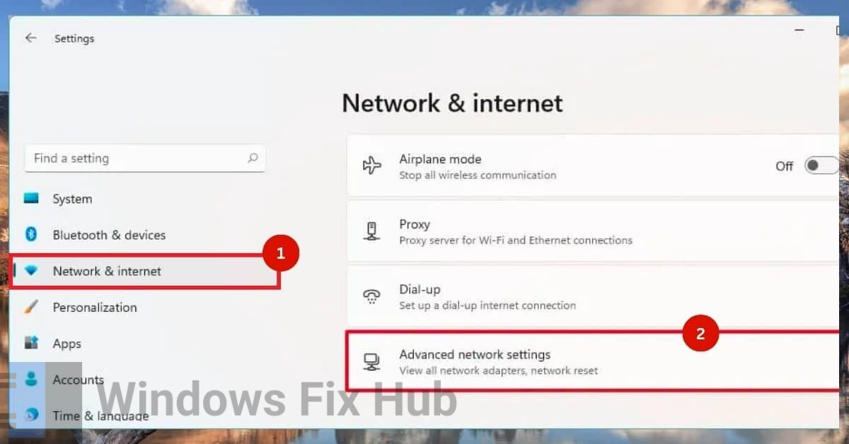 Find Advanced Network settings