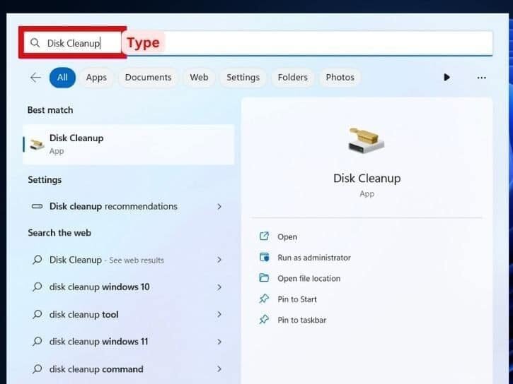 Type Disk Cleanup