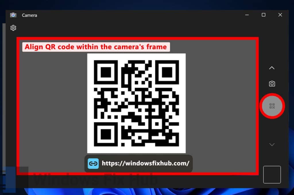 Align QR code within the camera's frame