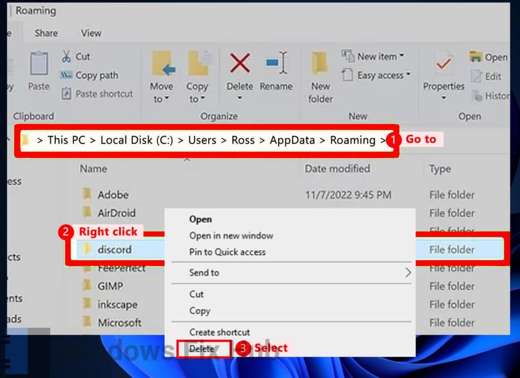 Remove Discord Files in AppData