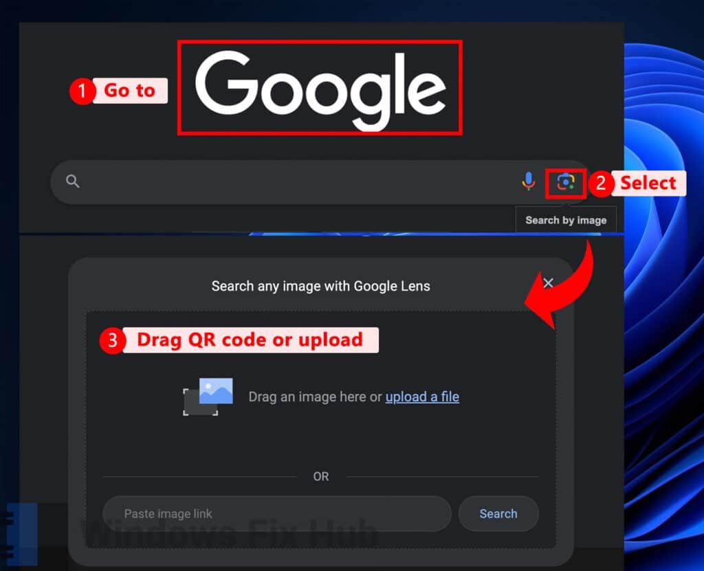 Upload QR Code in Google Image