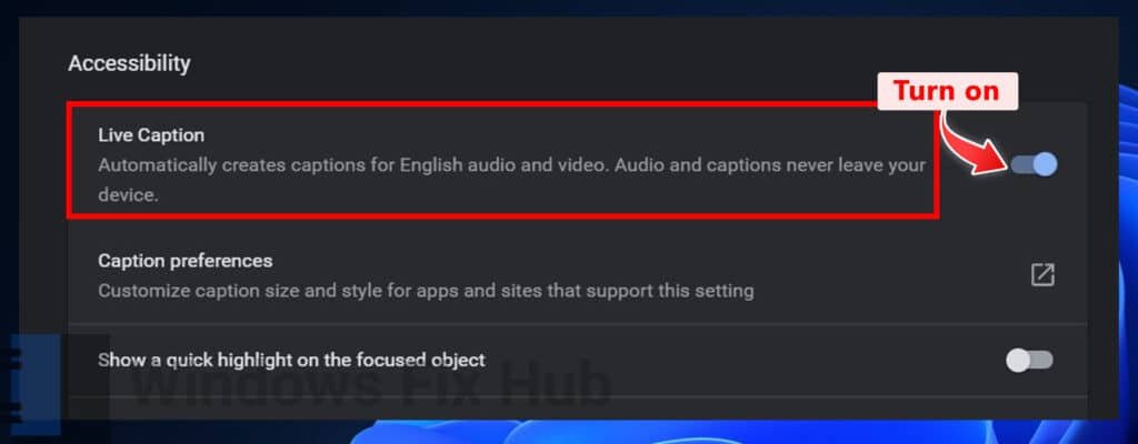 Enable Live Caption in Chrome