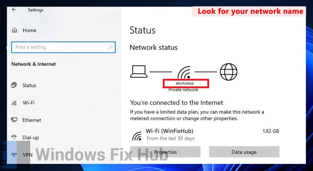 Look for your network name