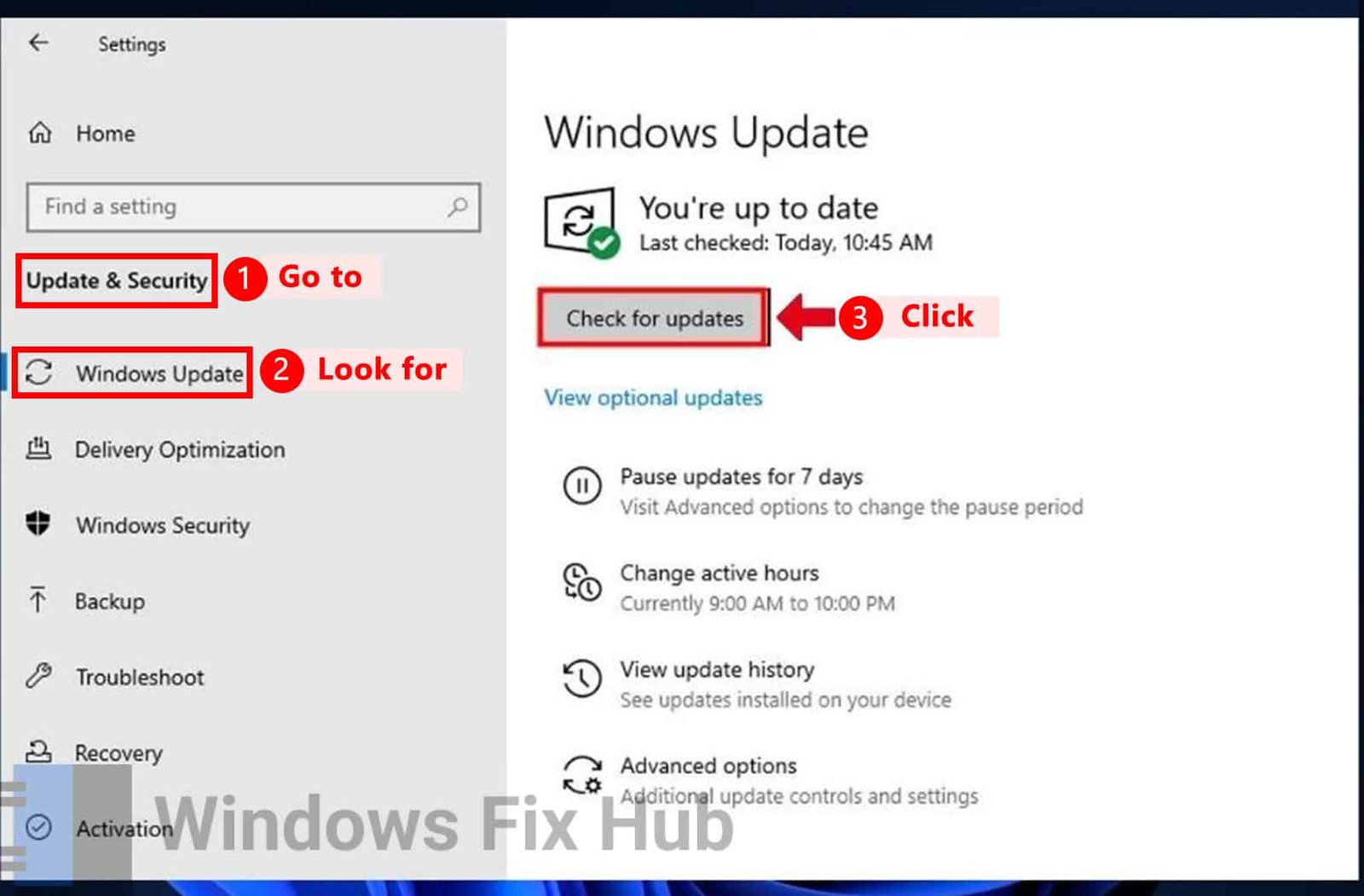 Check for Updates under Windows Update