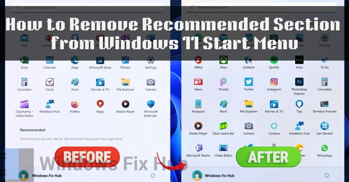 How to Remove Recommended Section from Windows 11 Start Menu
