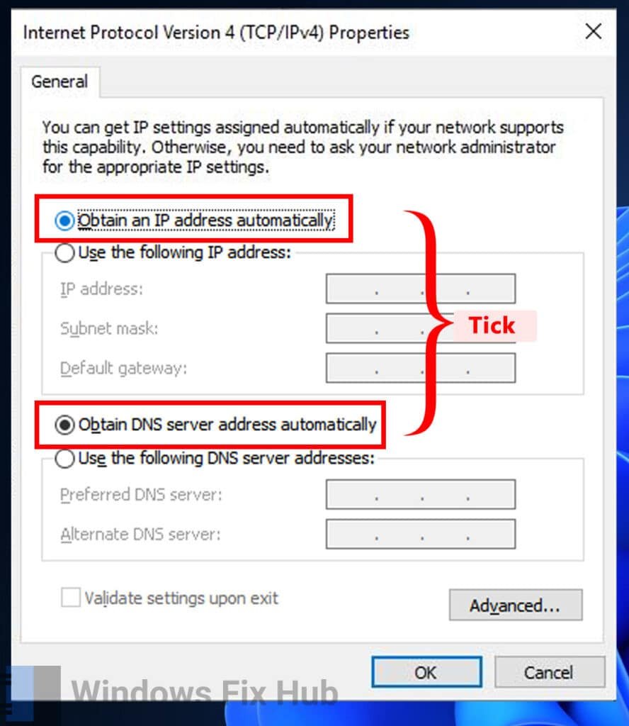 Obtain an IP address automatically1