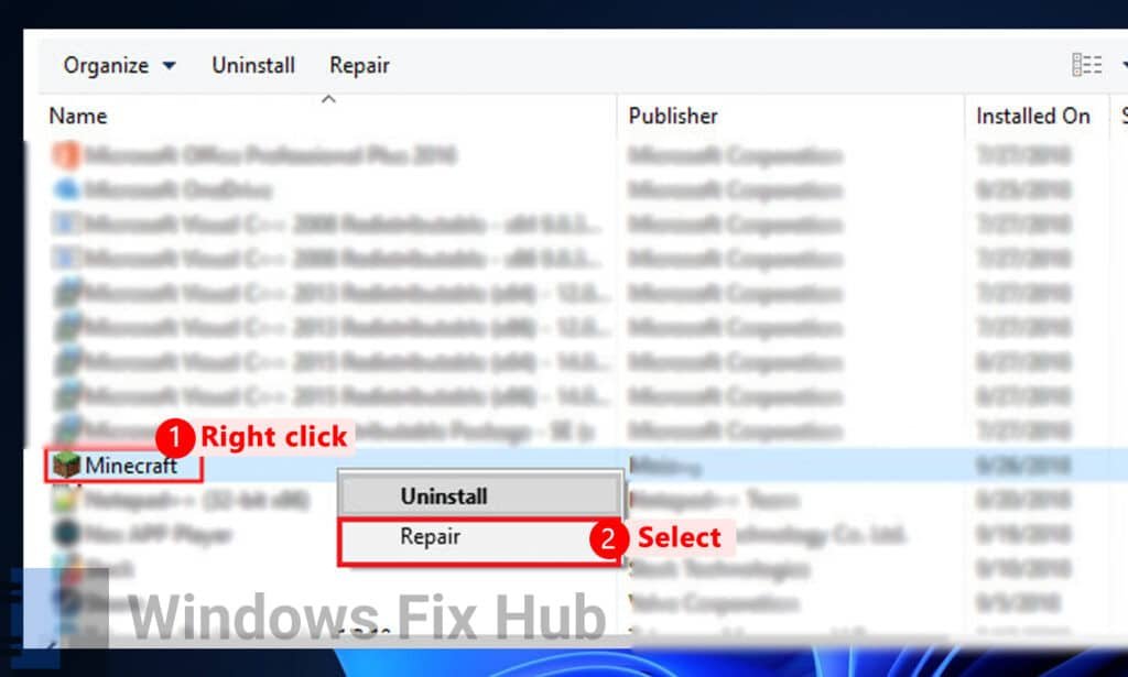 Repair Minecraft