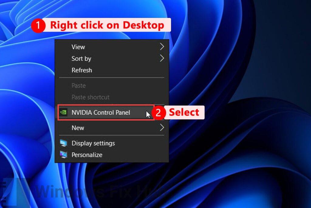 Select NVIDIA Control Panel