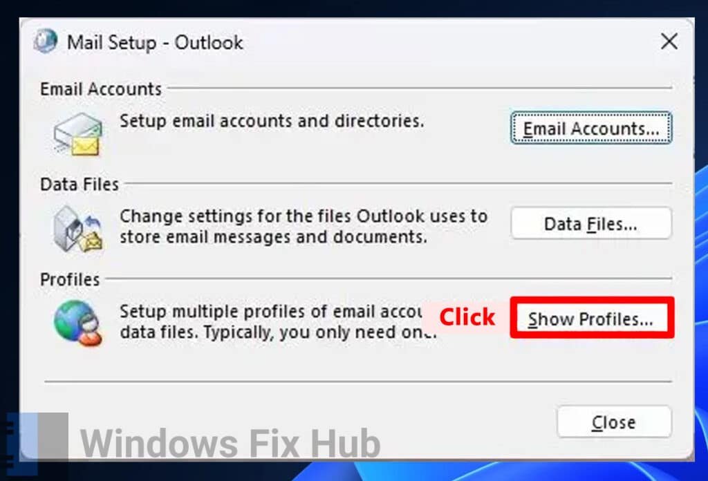 Show Profiles for OUTLOOK
