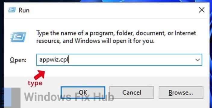 Type appwiz.cpl