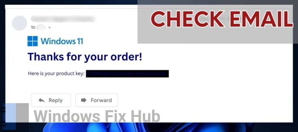Check Email for Windows Product Key