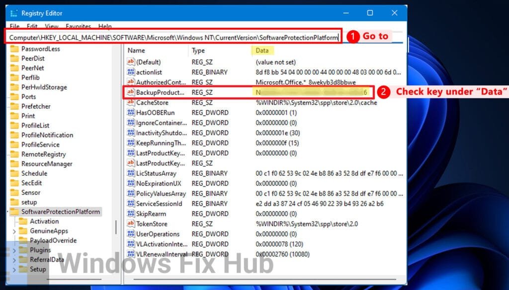 Check Product Key Using the Registry