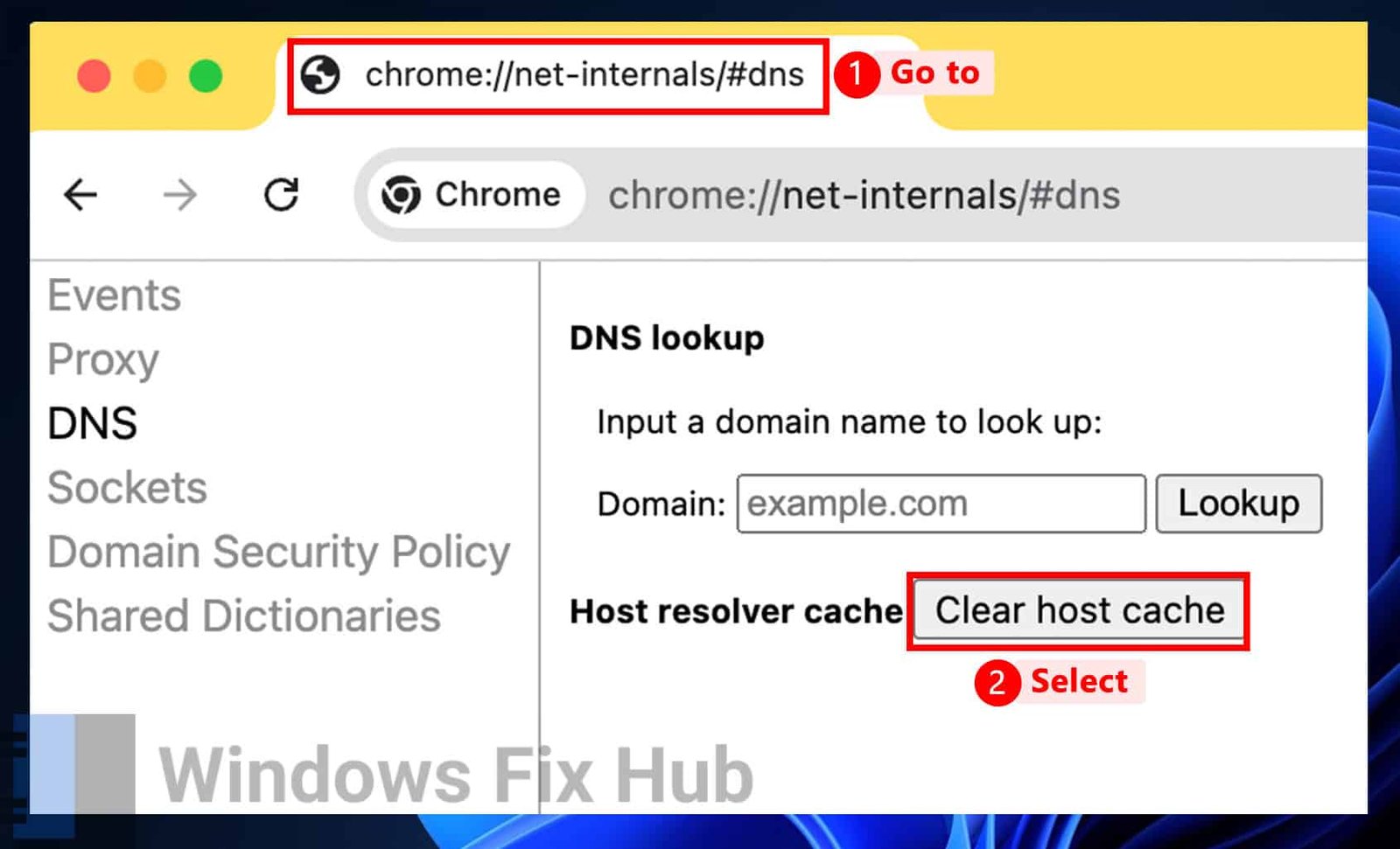 Clear Chrome's DNS cache