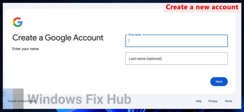 Create a new Google Account
