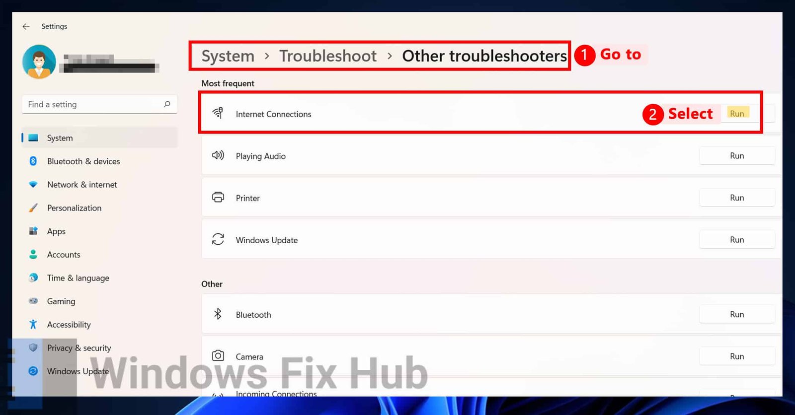 Internet Connections Troubleshooter