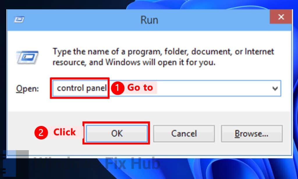 Type Control Panel in Run