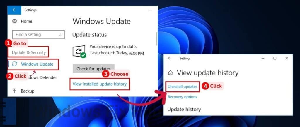 View Windows Update history