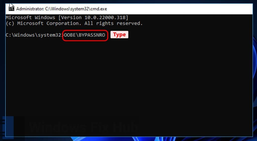 Type OOBE\BYPASSNRO