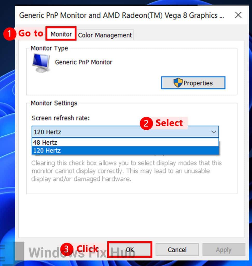 Change Screen refresh rate