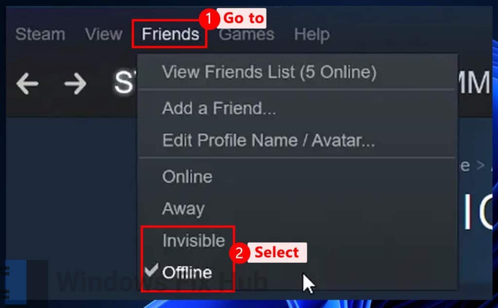 Change Your Steam Status to Invisible or Offline