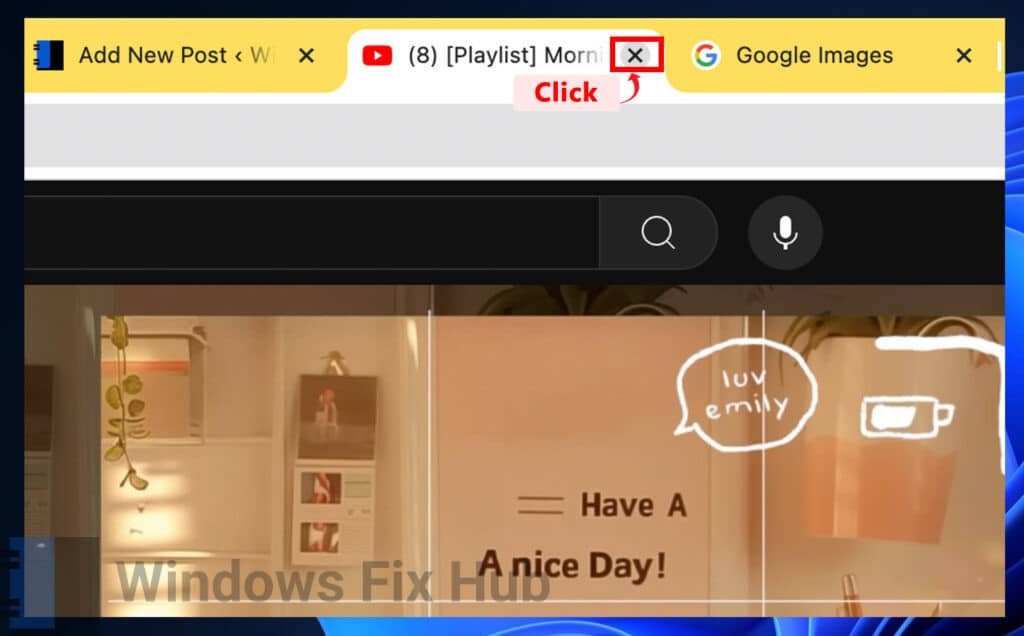 Click X to close Chrome tab