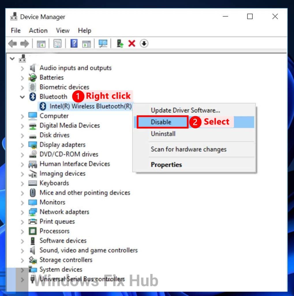 Disable Internal Bluetooth in Device Manager