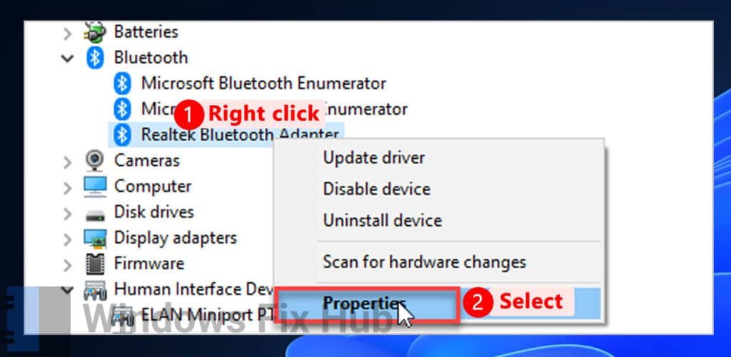 Go to Bluetooth Adapter Properties