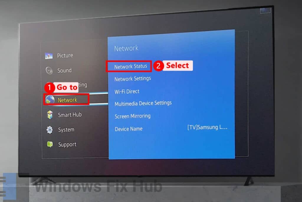 Go to Network Status of TV Settings