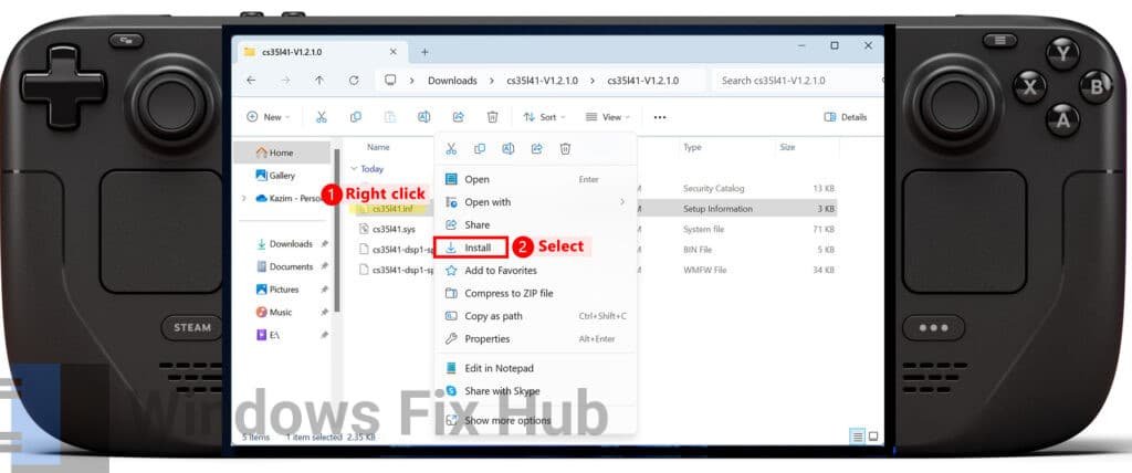 Install cs35l41.inf on Steam Deck
