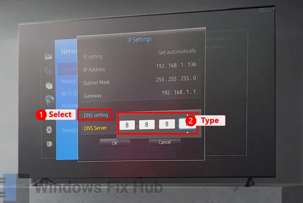 Manually set DNS on TV