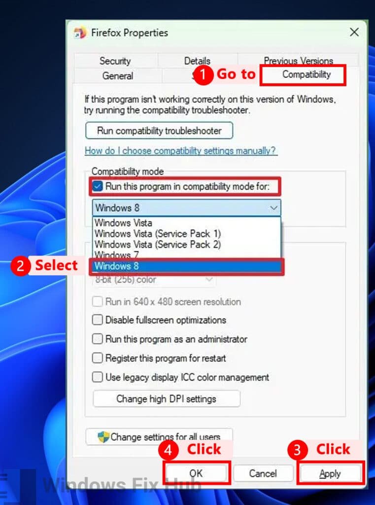 Modify Firefox Compatibility Settings