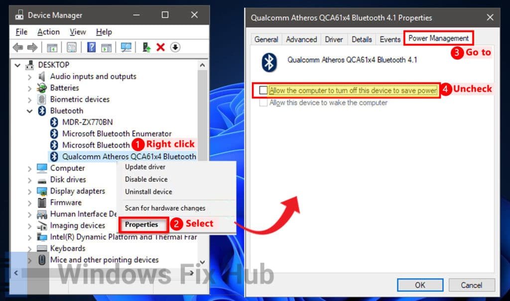 Modify the Power Settings of the Bluetooth Adapter