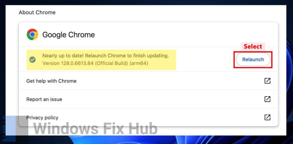 Relaunch Chrome after an Update