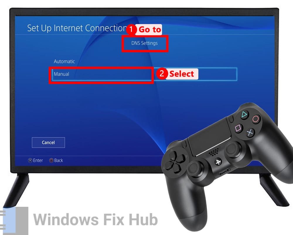 Select Manual for DNS Settings of PS4