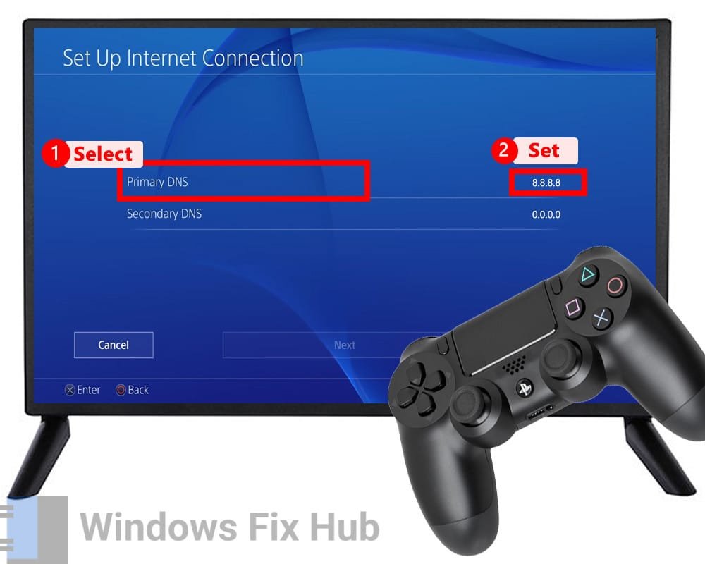 Set Primary DNS of PS4 to 8.8.8.8