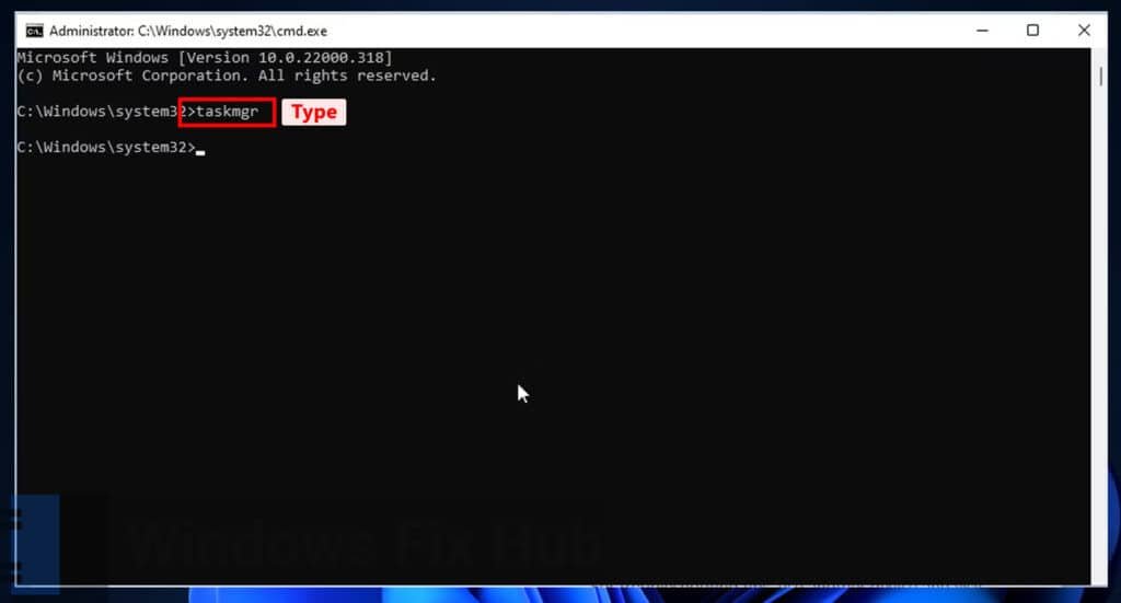 Type taskmgr in Command Prompt