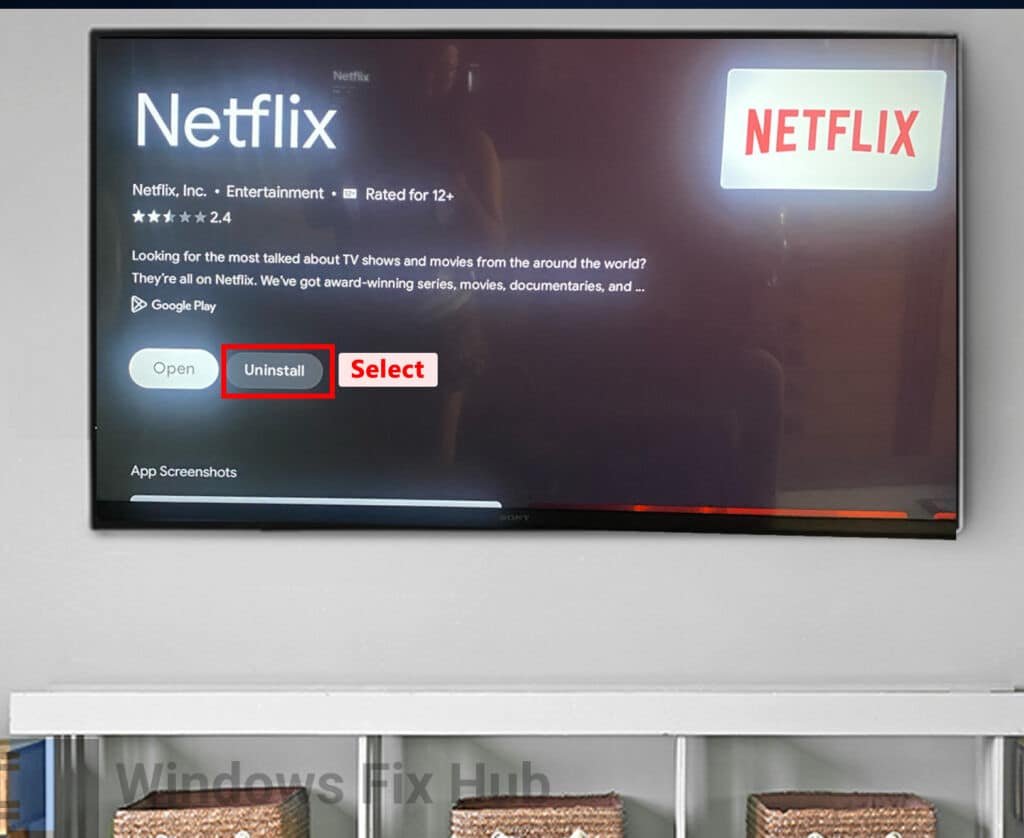 Uninstall Netflix on TV