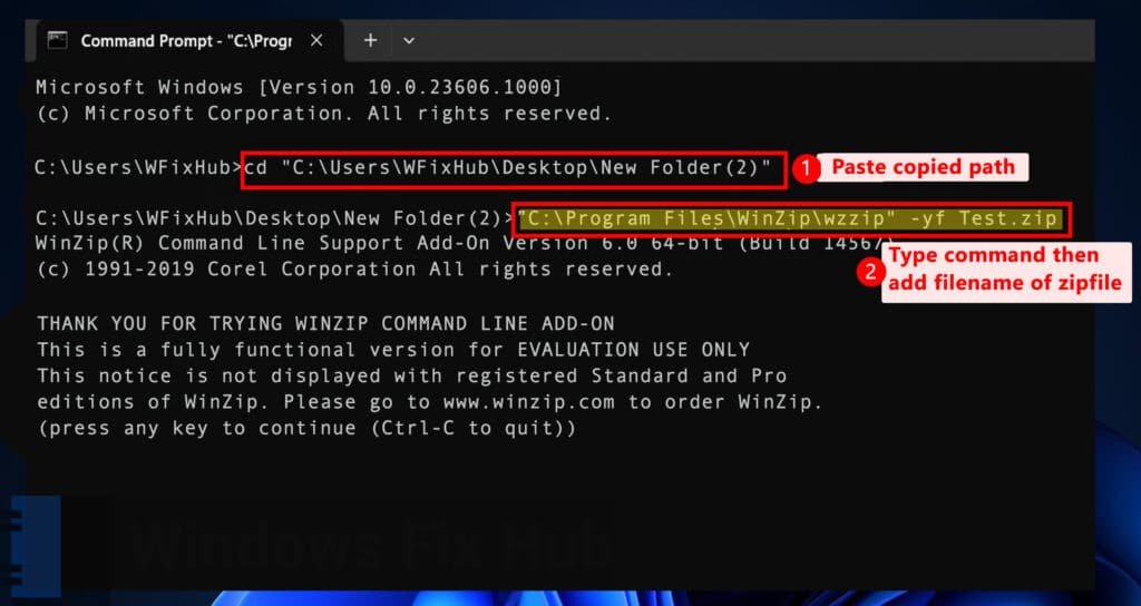 Use the WinZip Command Utility