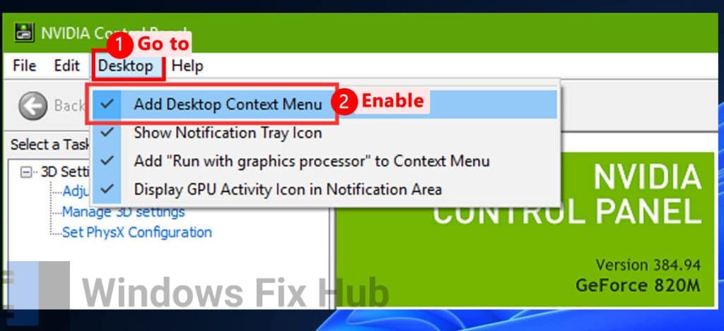 Enable Add Desktop Context Menu