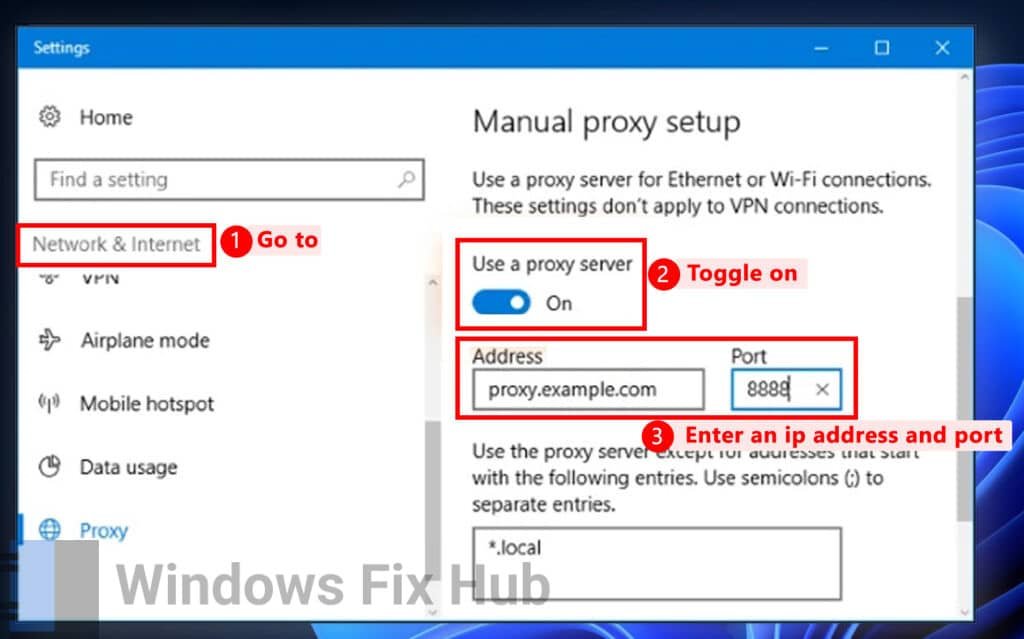 Manual Proxy Setup